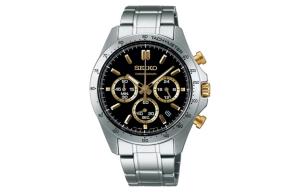 Наручные часы мужские 100m Water Resistant, кварцевый механизм, стальной браслет, 41mm 43mm SEIKO, черный dial