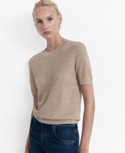 Женский свитер с короткими рукавами и люрексом MANGO, Silver