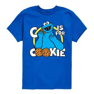 Футболка для мальчиков 8-20 лет "Sesame Street" с принтом "C is for cookie" Licensed Character, синий