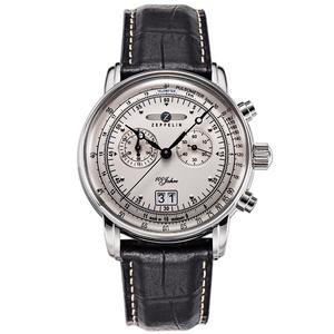 ZEPPELIN Часы Hundred Years Collection Quartz Movement Men's Watch Watch Silver Dial Stainless Steel Case Leather Strap, 7690-1 (Silver Plate, No Luminous)