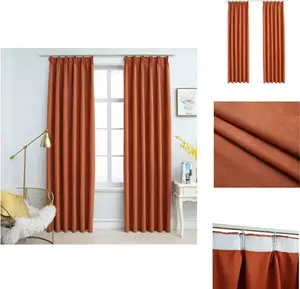 Плотные шторы с крючками, 2 шт., ржаво-коричневые, 140 x 225 см - Шторы и портьеры vidaXL