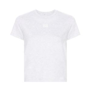 Футболка Alexander Wang Essential Jersey Puff Logo Shrunk Tee, белый