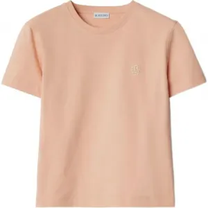 Burberry Футболка с коротким рукавом и вышивкой логотипа SS24 Solid Color, женская, розовая