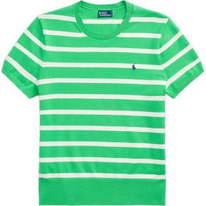 Полосатый короткий рукав вязаный топ Polo Ralph Lauren, зеленый