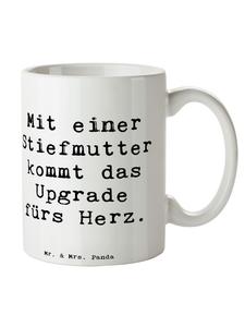 Белая кружка-сердечко для мачехи с надписью Mr. & Mrs. Panda