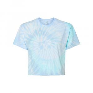 Женская укороченная футболка Colortone, окрашенная в технике тай-дай, цвет Lagoon
