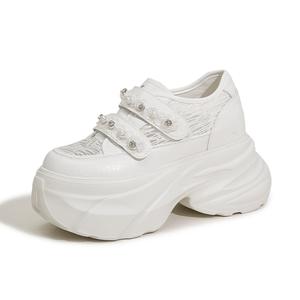 Milan love song Белые кроссовки на платформе легкие дышащие низкие повседневные женские однотонные, цвет White