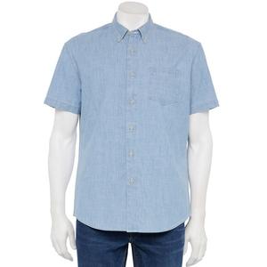 Мужская адаптивная рубашка идеальной длины с короткими рукавами Sonoma Goods For Life, цвет Light Wash