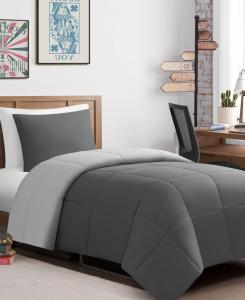 Двустороннее одеяло с квадратной строчкой, 3 предмета, размер Full/Queen Lucky Brand, Dark Gray, Light Gray