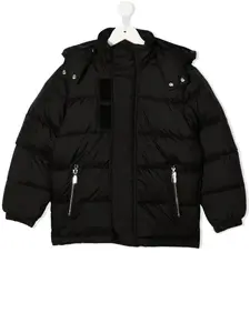 Пуховик с капюшоном и логотипом Givenchy Kids, черный
