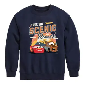 Флисовая толстовка с надписью "S Cars" для мальчиков 8-20 лет, отправляющихся по живописному маршруту Disney / Pixar, синий
