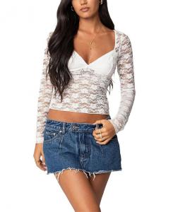 Прозрачный кружевной топ Edikted Mykonos, белый