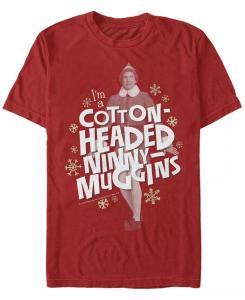 Футболка мужская с коротким рукавом с изображением головы эльфа и Ninny Muggins Fifth Sun, красный