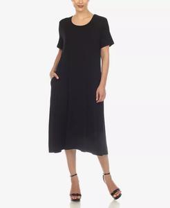 Женское платье миди с коротким рукавом White Mark, черный