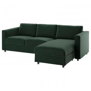 3-местный диван VIMLE IKEA, цвет with chaise longue/djuparp dark green