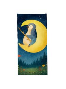 Mr. & Mrs. Panda Пляжное полотенце с изображением пингвина и луны, без слогана, ледяного синего цвета