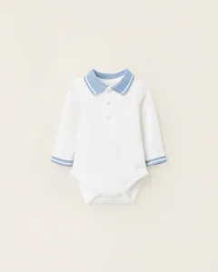 Боди для мальчика с кнопками/кнопками в стиле поло Zippy, белый/синий