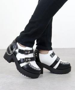 Ботильоны в корейском стиле с каблуком 7,5 см, модные, с ремешком 1611 Lovehunter, цвет Black White