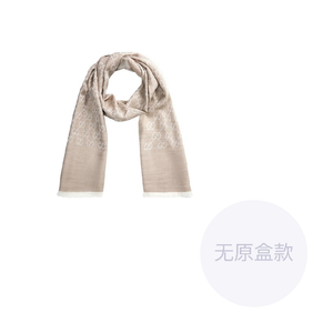 GUCCI Двухцветный шерстяной шарф с жаккардовым узором GG бежевый