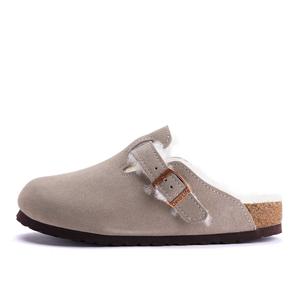 Devo Life Унисекс тапочки с закрытым носком - армейский зеленый замша и белый мех, цвет Army Green Suede+White Fur