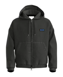 Черная мужская куртка на молнии и с капюшоном. Hugo, черный