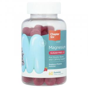 Chapter Six, Жевательные мармеладки с магнием, без сахара, малина, 200 мг, 60 жевательных мармеладок (100 мг в 1 жевательной мармеладке)