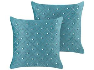 Подушка Beliani 2 шт YARROW, 45x45x45 см цвет blau/petrol/silber