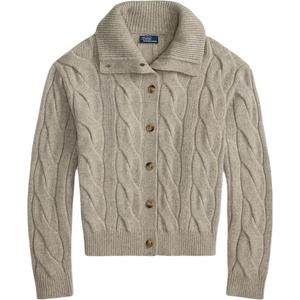 Кардиган-водолазка с рельефным узором Polo Ralph Lauren, светло-серый