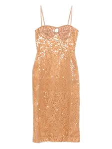 Миди-платье, украшенное пайетками David Koma, коричневый