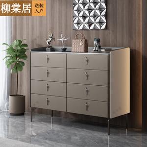 Liutangju Комод 120 см для спальни из массива дерева и шпона, 8 ящиков, современный минимализм, цвет теплый серый и белый