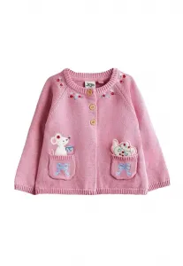 Кардиган прямого кроя с аппликацией в кармане для питомца. Jojo Maman Bébé, Pink