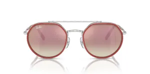 Солнцезащитные очки Ray-Ban унисекс Rb3765 круглой формы, Silver/Brown Gradient Brown Mirrored Pink