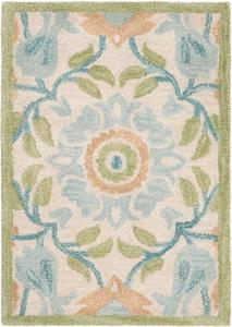 SAFAVIEH Antiquity Collection ковер, 61 x 92 см, Ivory & Green, ручной работы цветочный шерстяной, идеально для помещений с высокой проходимостью в прихожей, гостиной, спальне (AT59A)