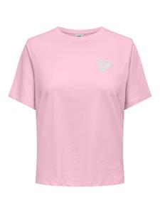 Футболка повседневного кроя с надписью в стиле букле розового цвета JACQUELINE de YONG