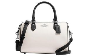 COACH Кожаная сумка Роуэн Бостон через плечо кроссбоди женская среднего размера бело-черная