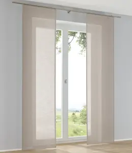 Раздвижная штора Бостон, имитация льна, однотонная серо-коричневая, примерно 60 x 175 см (1 шт.)