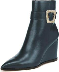 Женские стильные ботильоны YDN с ремешком и пряжкой, на танкетке, с высоким каблуком, заостренным носком, боковой молнией, для вечеринок и работы, вечерние, размеры US 4-16