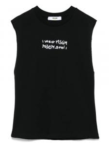 Майка-безрукавка с текстовым принтом MSGM Kids, черный