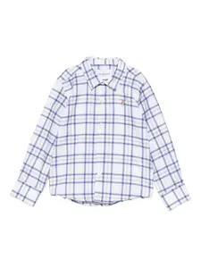 Рубашка в клетку с длинными рукавами Trussardi Junior, белый