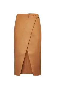 Юбка с запахом и боковой застежкой на пуговицы. Silvian Heach, коричневый