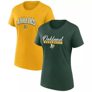Женский комбинированный комплект футболок для фанатов легкой атлетики Oakland Athletics Fanatics зеленого/золотого цвета Fanatics