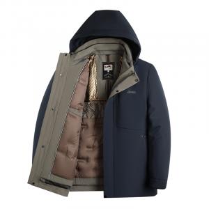 Пуховик мужской с меховым воротником утепленный Jeep, темно-синий