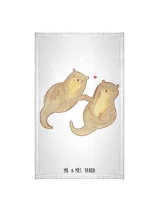 Mr. & Mrs. Panda Махровое полотенце с изображением лап выдры, держащих что-то в руках, без слов, белого цвета