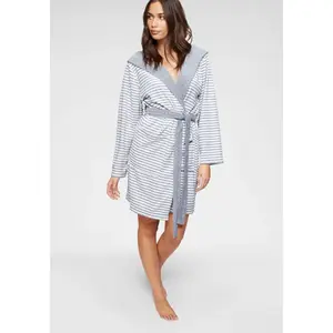 KangaROOS женский халат "Луана" (1 шт.), полосатый халат женский, полосатый, XS-2XL, серый