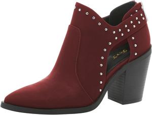 Женские ботильоны FOWT с заостренным носком, заклепками, массивным высоком каблуке, вырезом сзади и молнией, размеры 4-16 US, Red