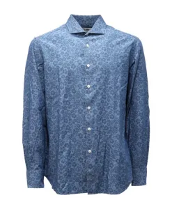 Синяя джинсовая рубашка, модель с моноцветком Mc2 Saint Barth, синий