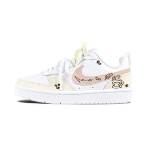 Детские скейтбордистские кроссовки Court Borough Oats Coffee с износостойким и противоскользящим покрытием, подходящие для подростков Nike, белый