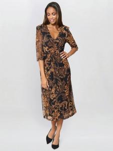 Платье-футляр миди с рукавом три четверти и V-образным вырезом в стиле пейсли Gina Bacconi