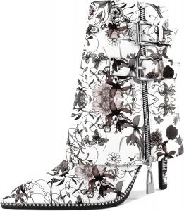 Женские сапоги Mettesally с отворотом, широкие, средней длины до икры, на высоком каблуке-кубике, расшитые бусинами, с молнией, с заостренным носком, женские ботильоны