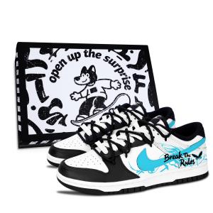 Nike Dunk Black White, Breaking Rules устойчивые к истиранию низкие кроссовки для скейтбординга Unisex Blue